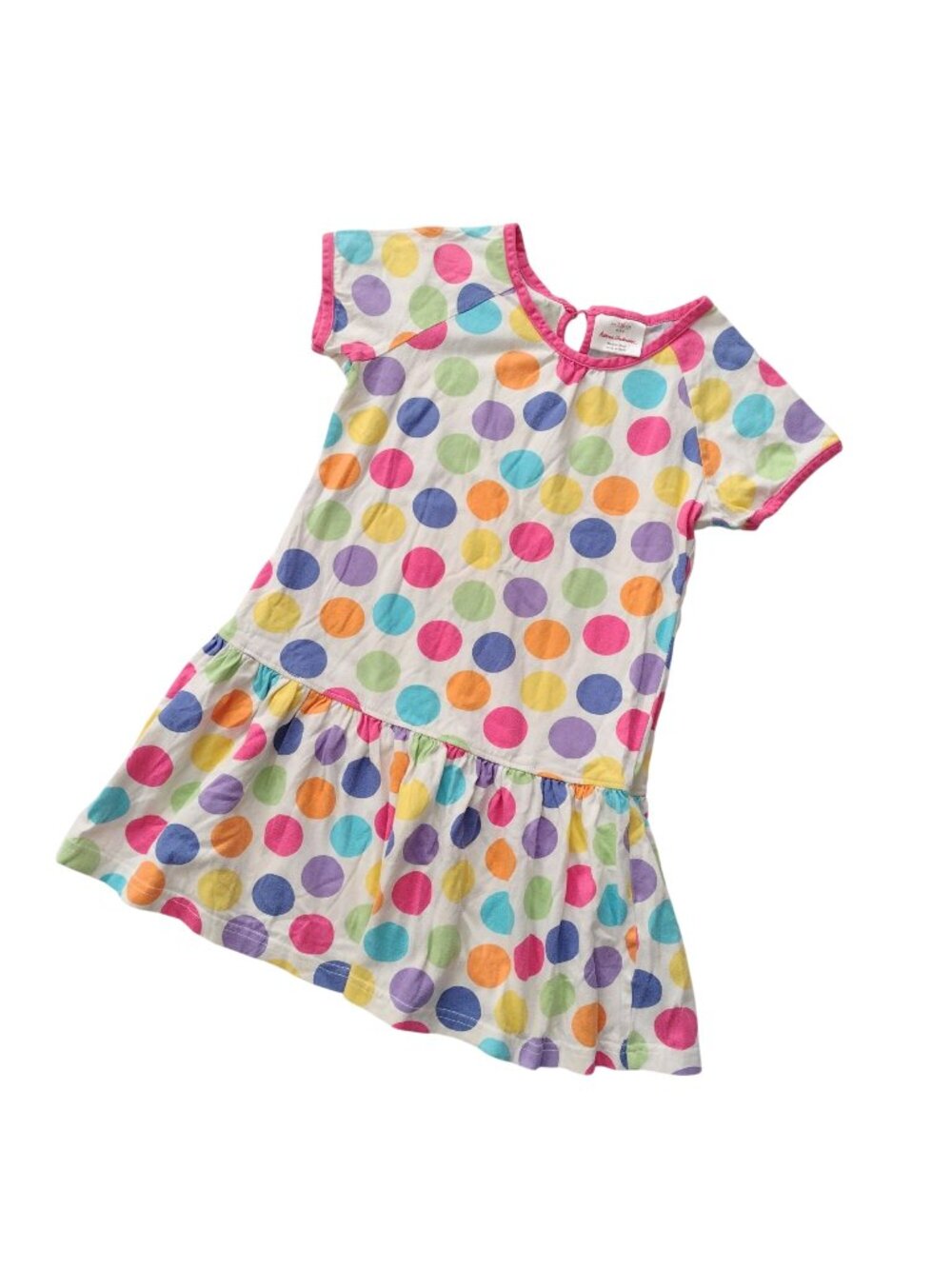 Hanna Andersson Rainbow Polka Dot Dress 5 Drop Waist Casual Cotton Play Dress